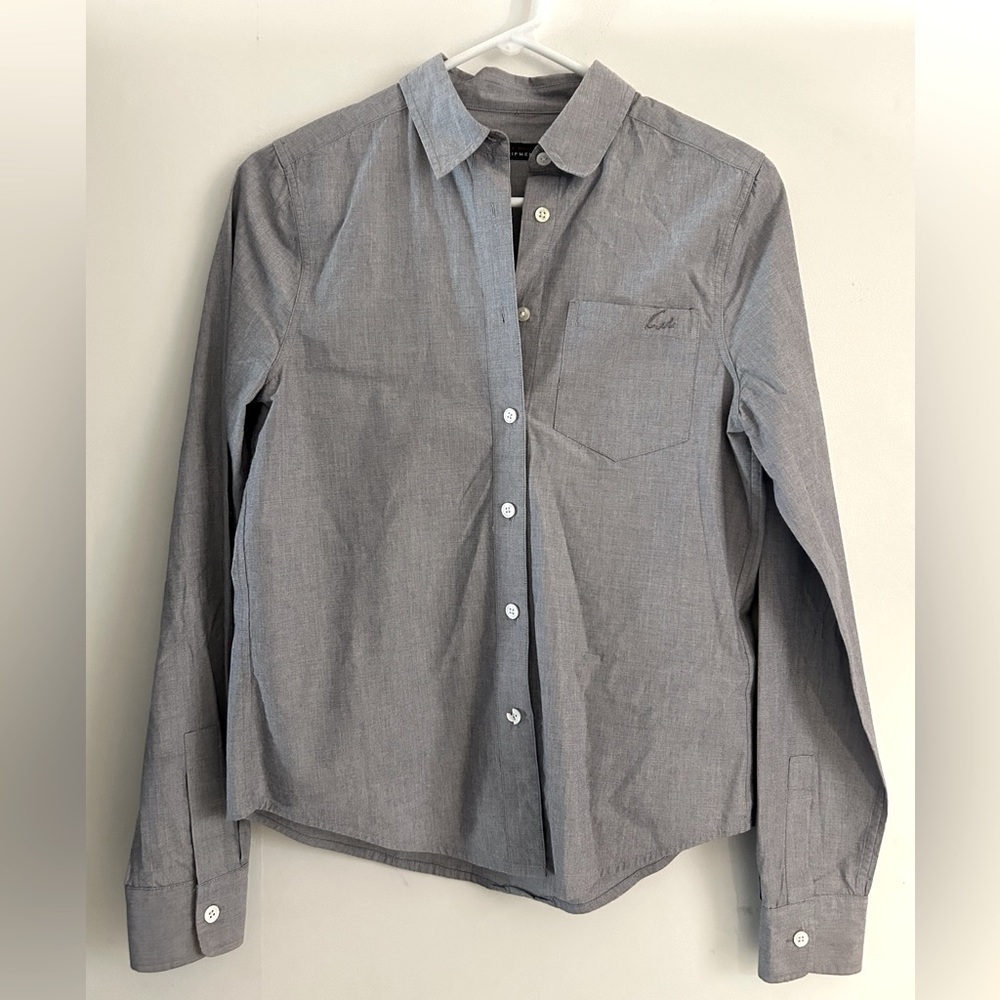 Kate Moss Equipment Gray Long Sleeve Shirt Size XS